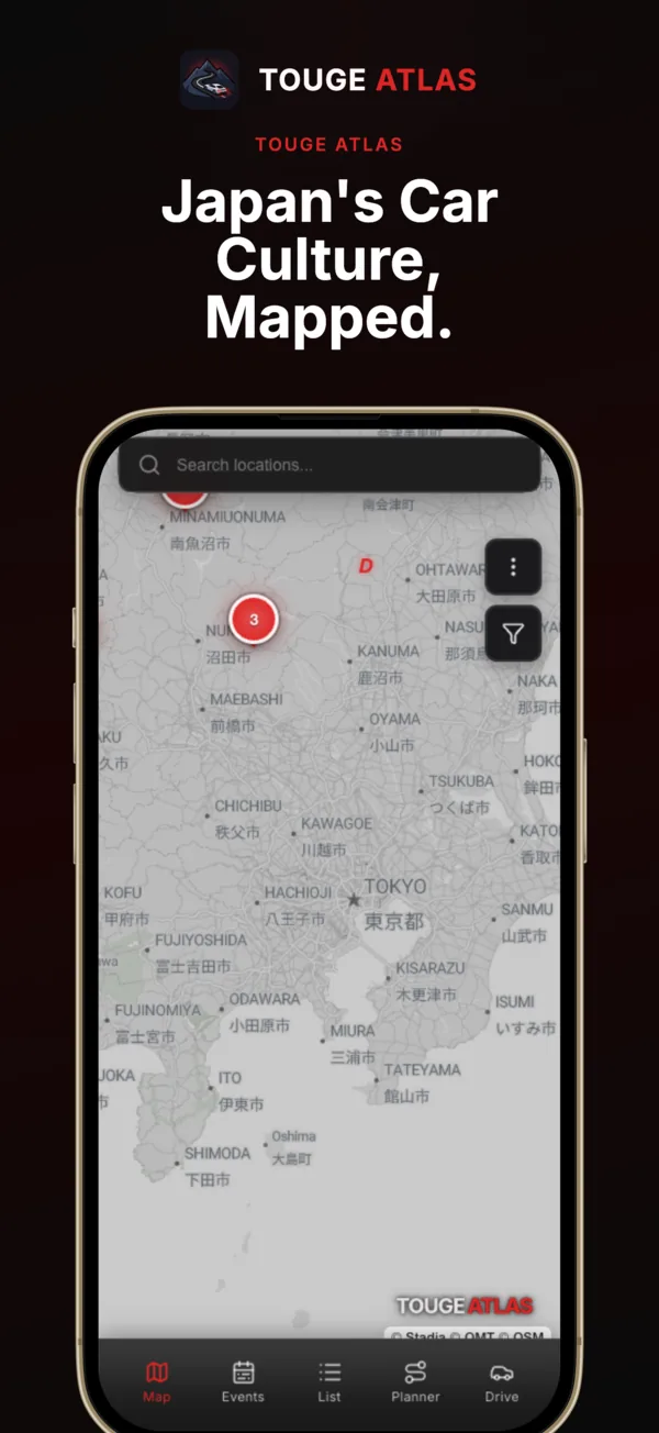 Touge Atlas map view